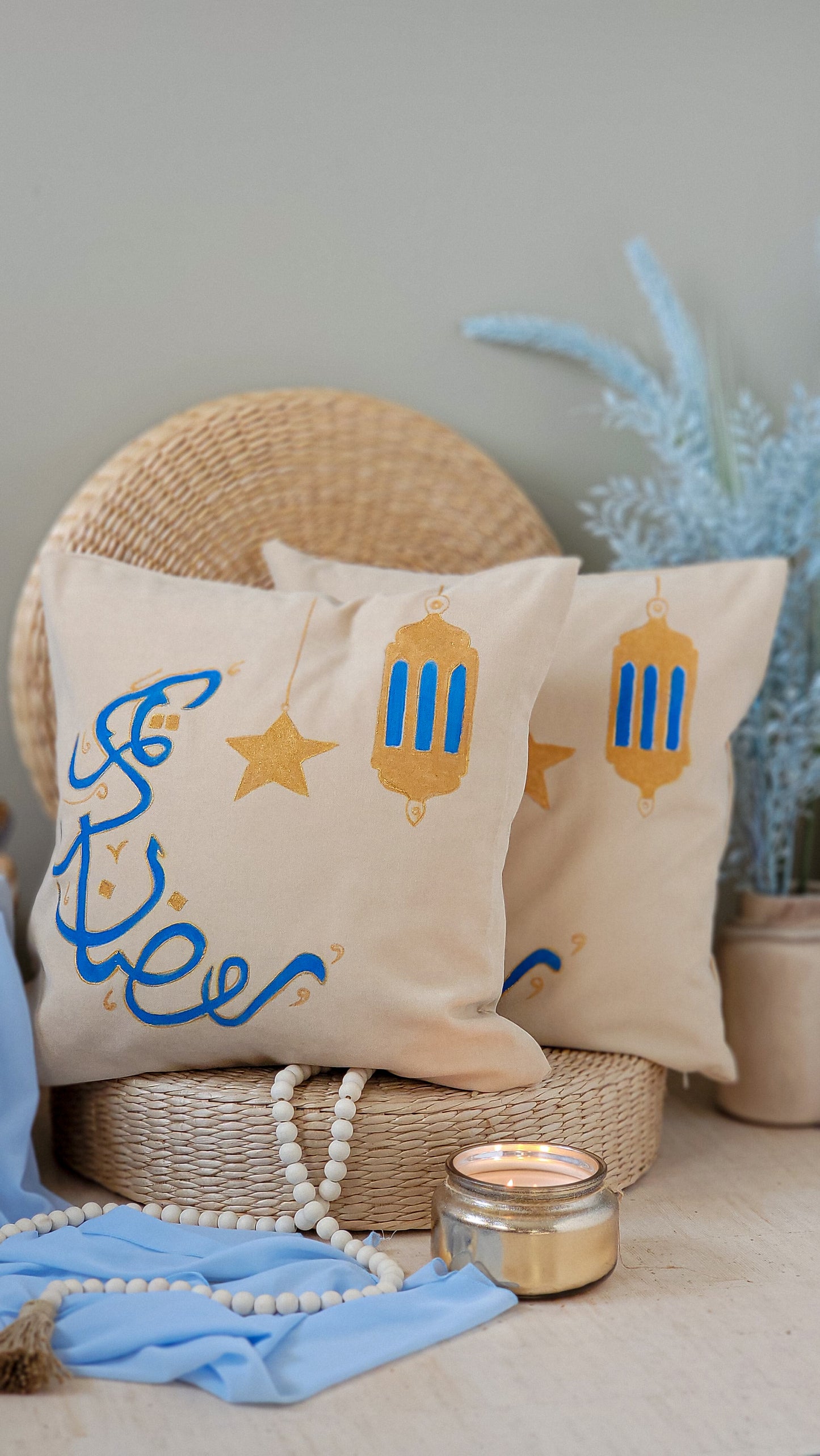 Set of 2 Ramadan Kareem Blue Pillow Covers