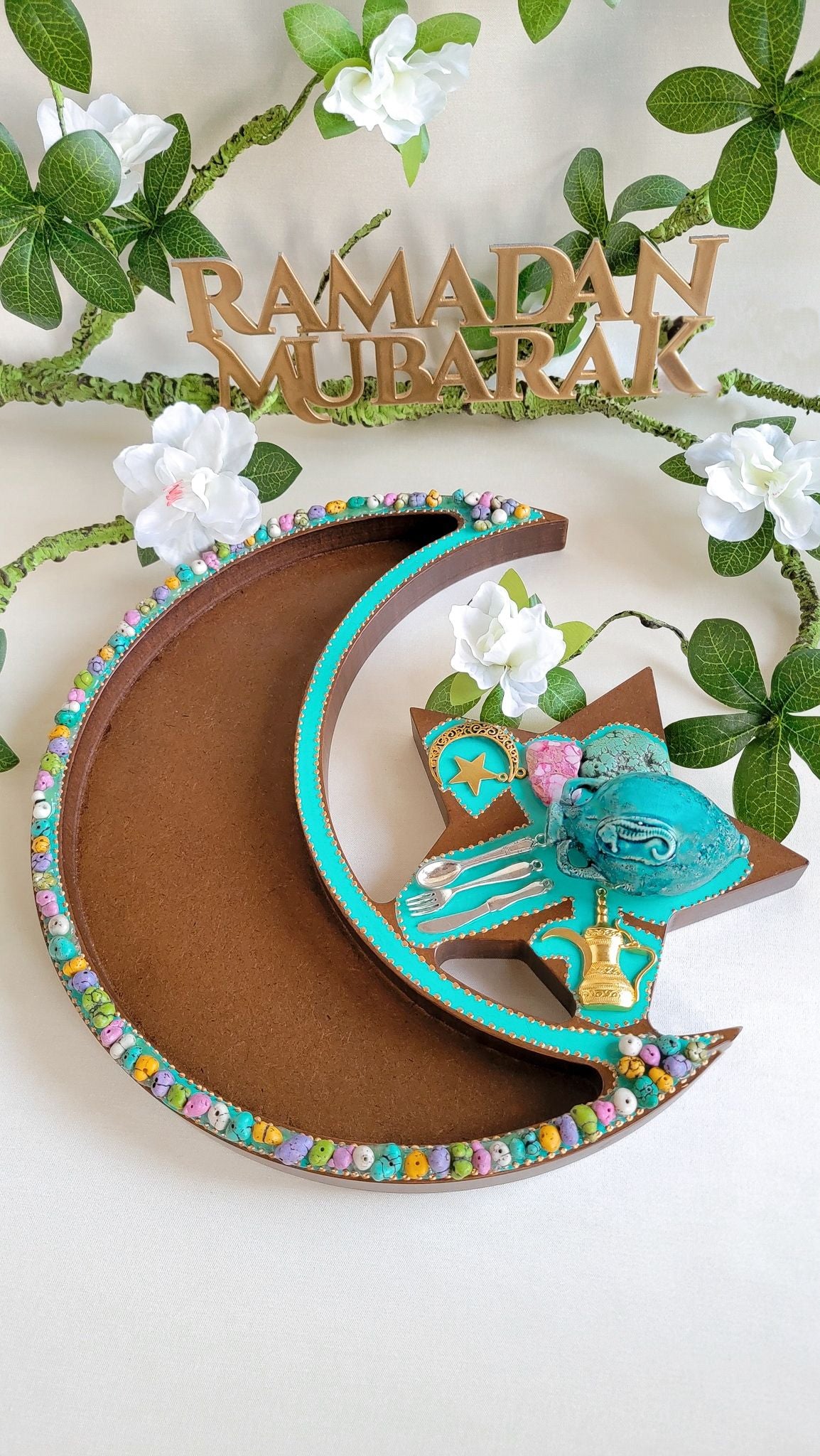 Ramadan Light Brown Crescent Platter