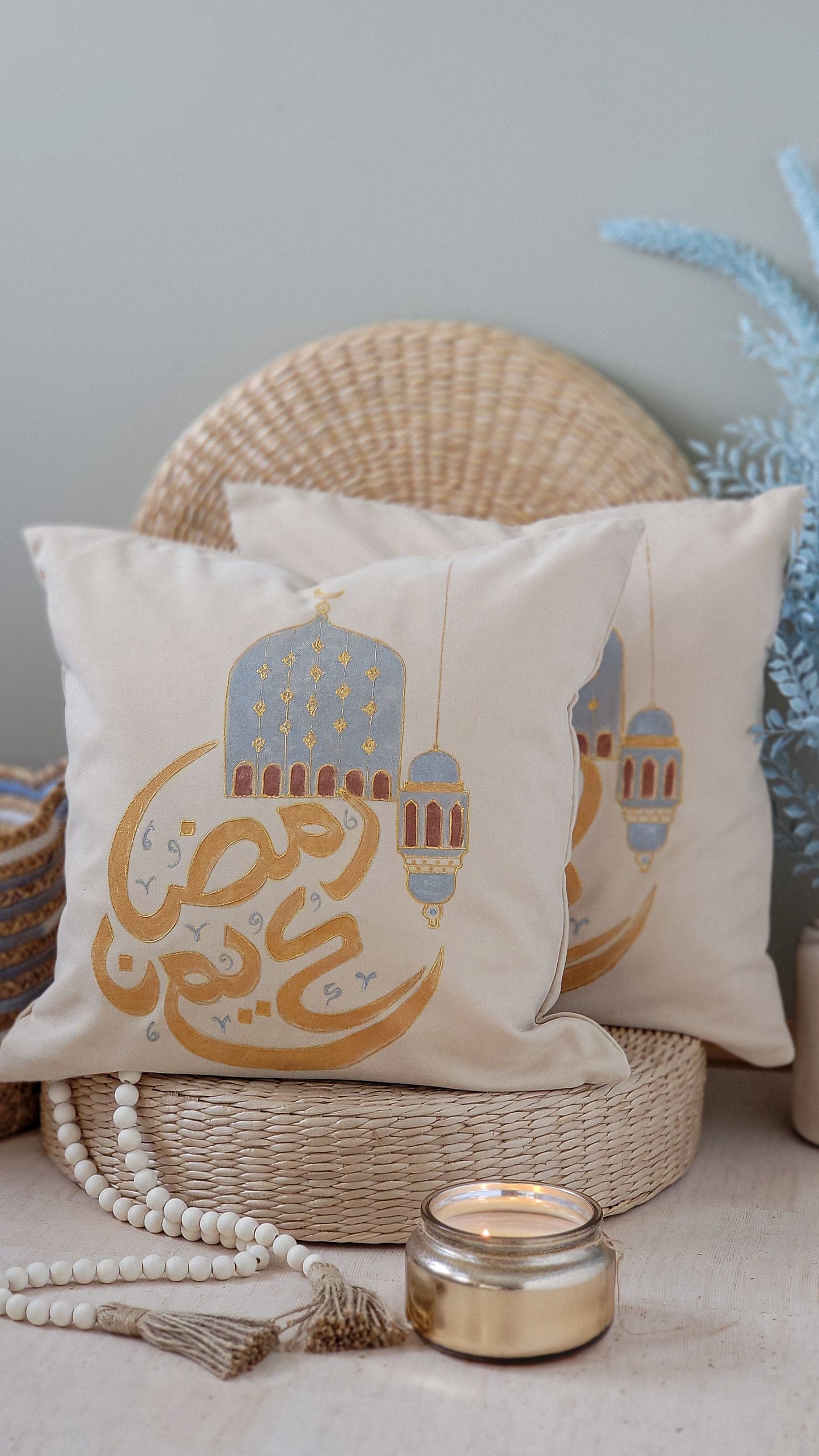 Set of 2 Ramadan Kareem Masjid Pillow Covers