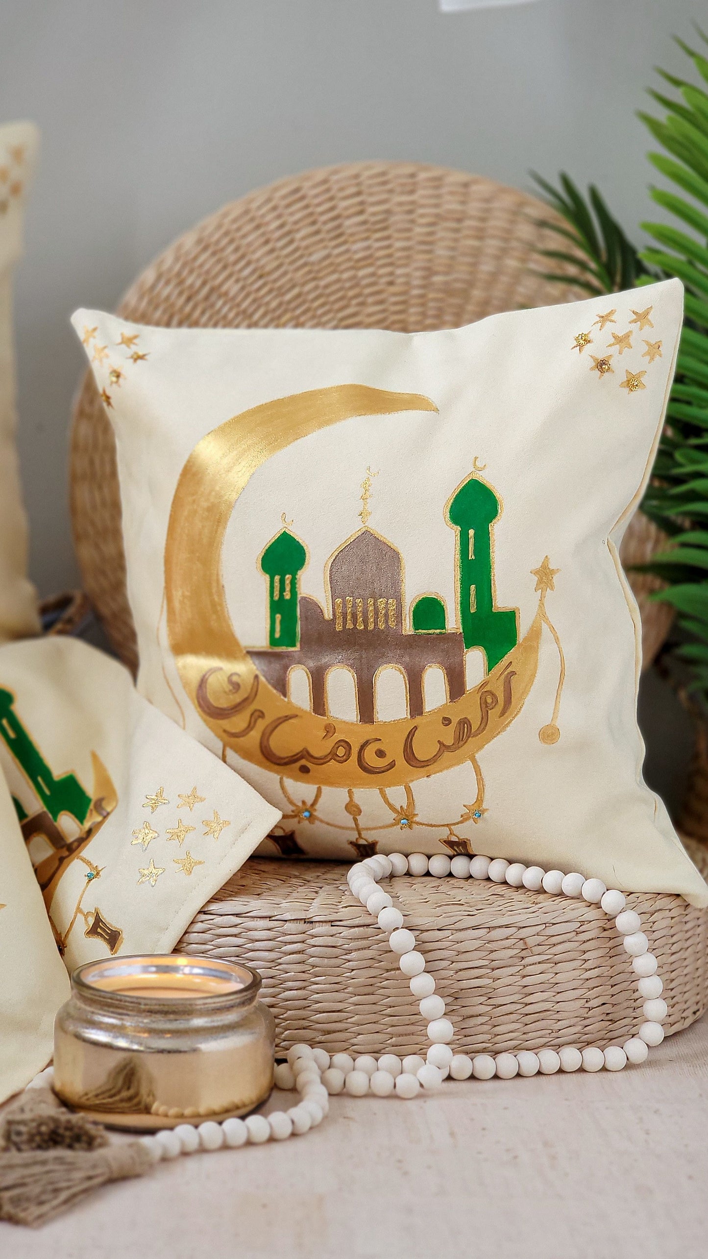 Ramadan Kareem Green Pillow covers & Table Runner Set