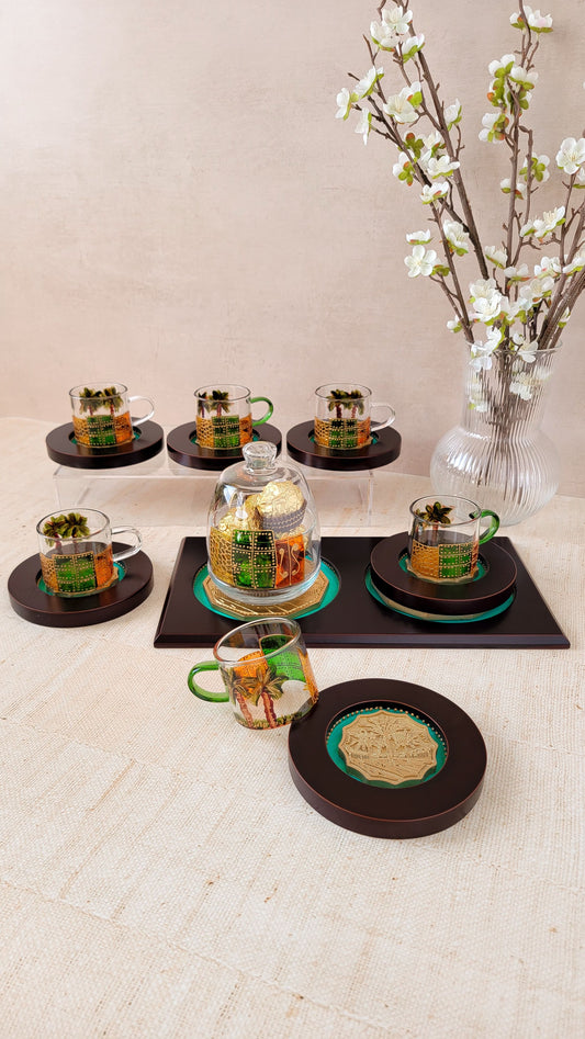 6 Coffee Cups & Tray Set with Sweets Bowl