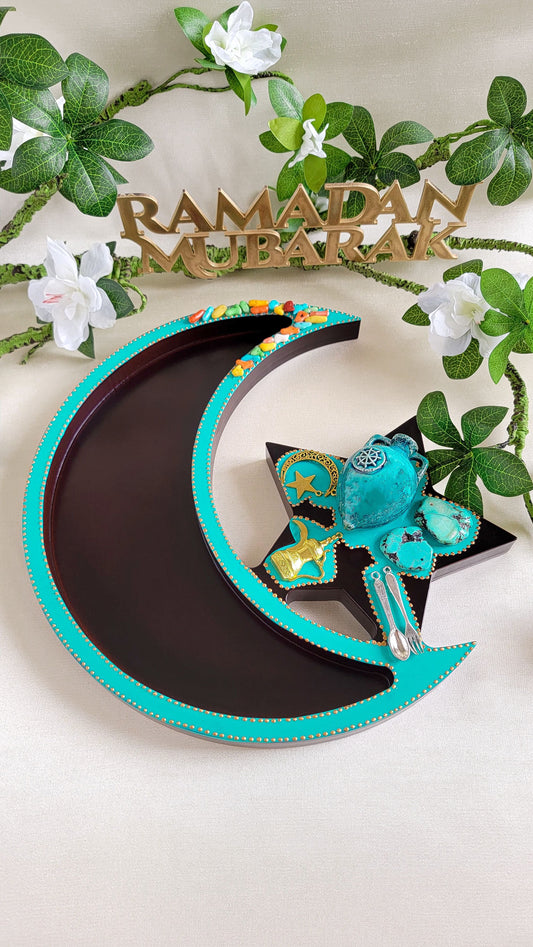 Ramadan Dark Brown Crescent Platter