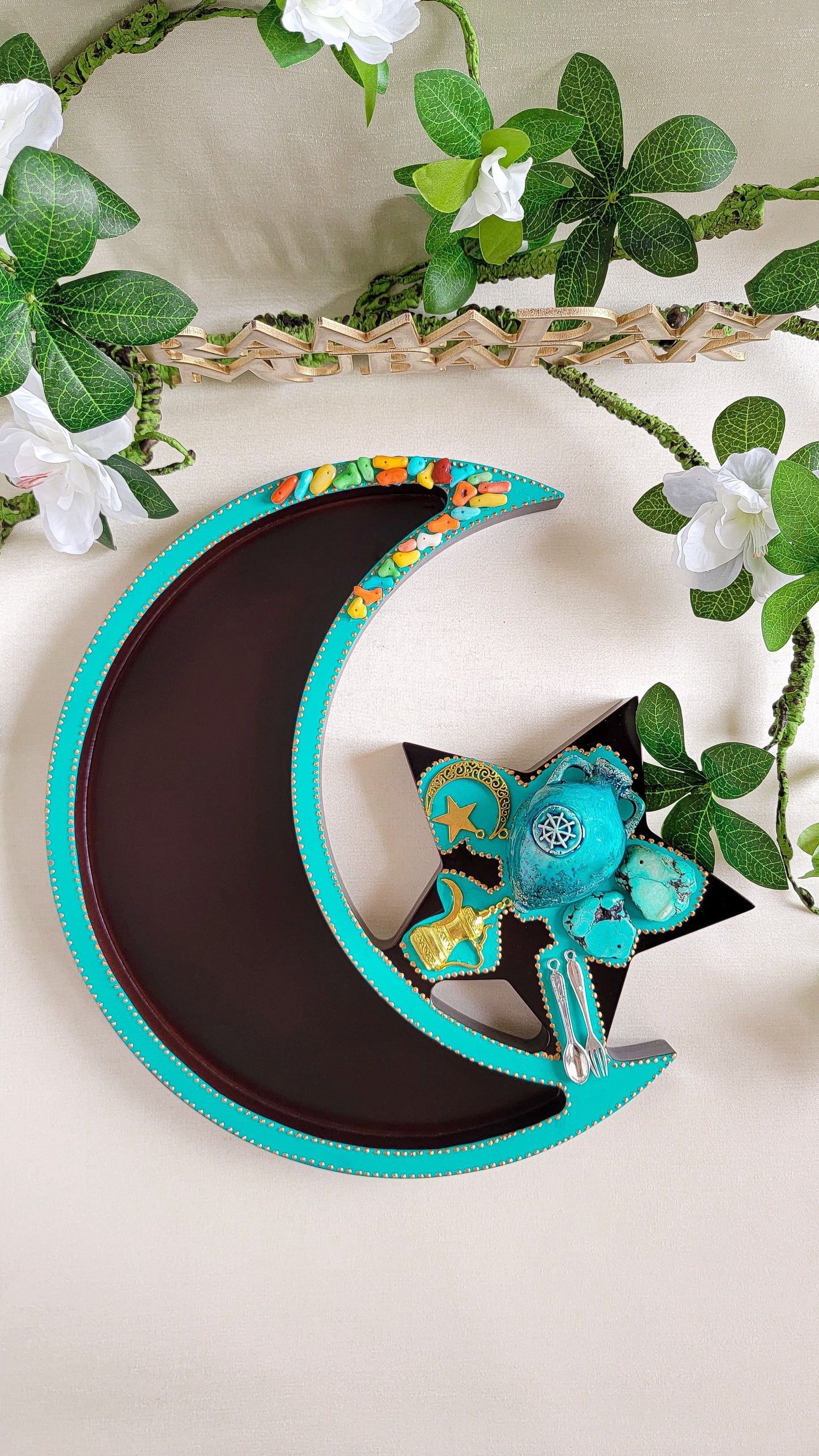 Ramadan Dark Brown Crescent Platter