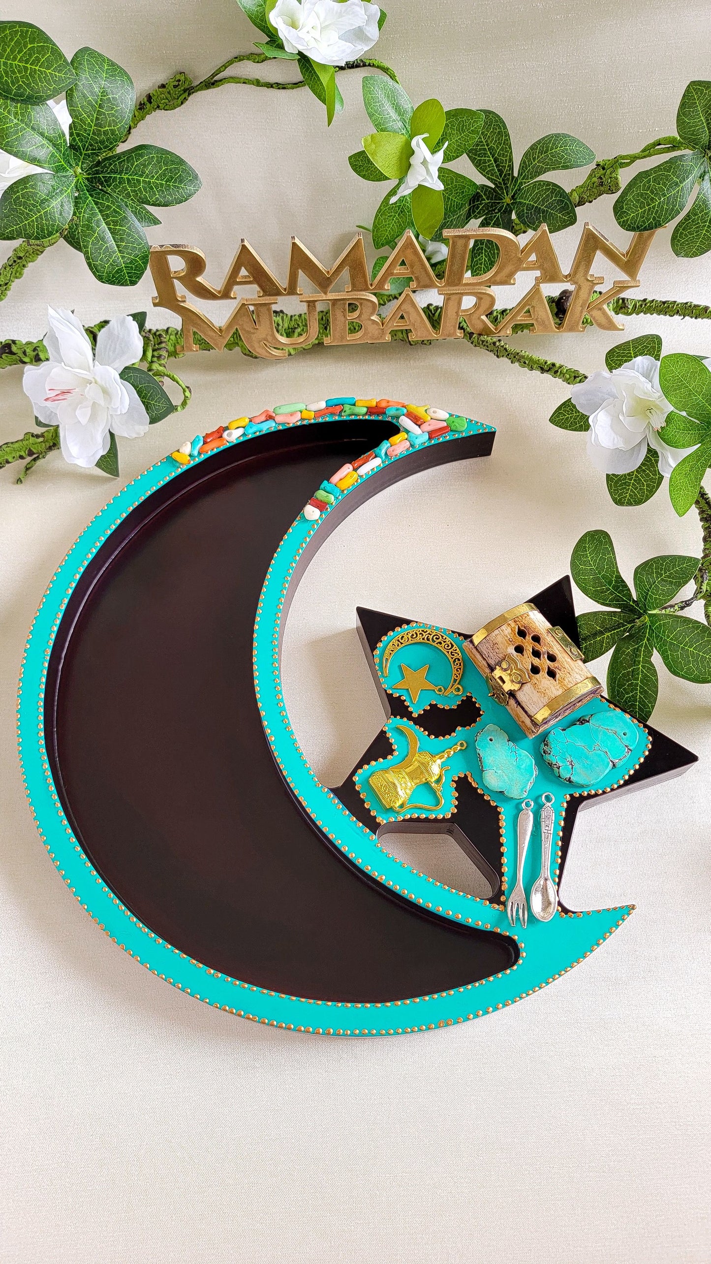 Ramadan Dark Brown Crescent Platter