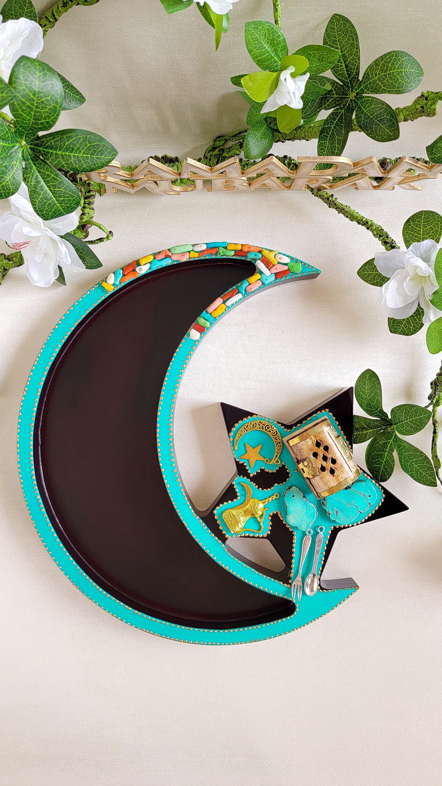 Ramadan Dark Brown Crescent Platter