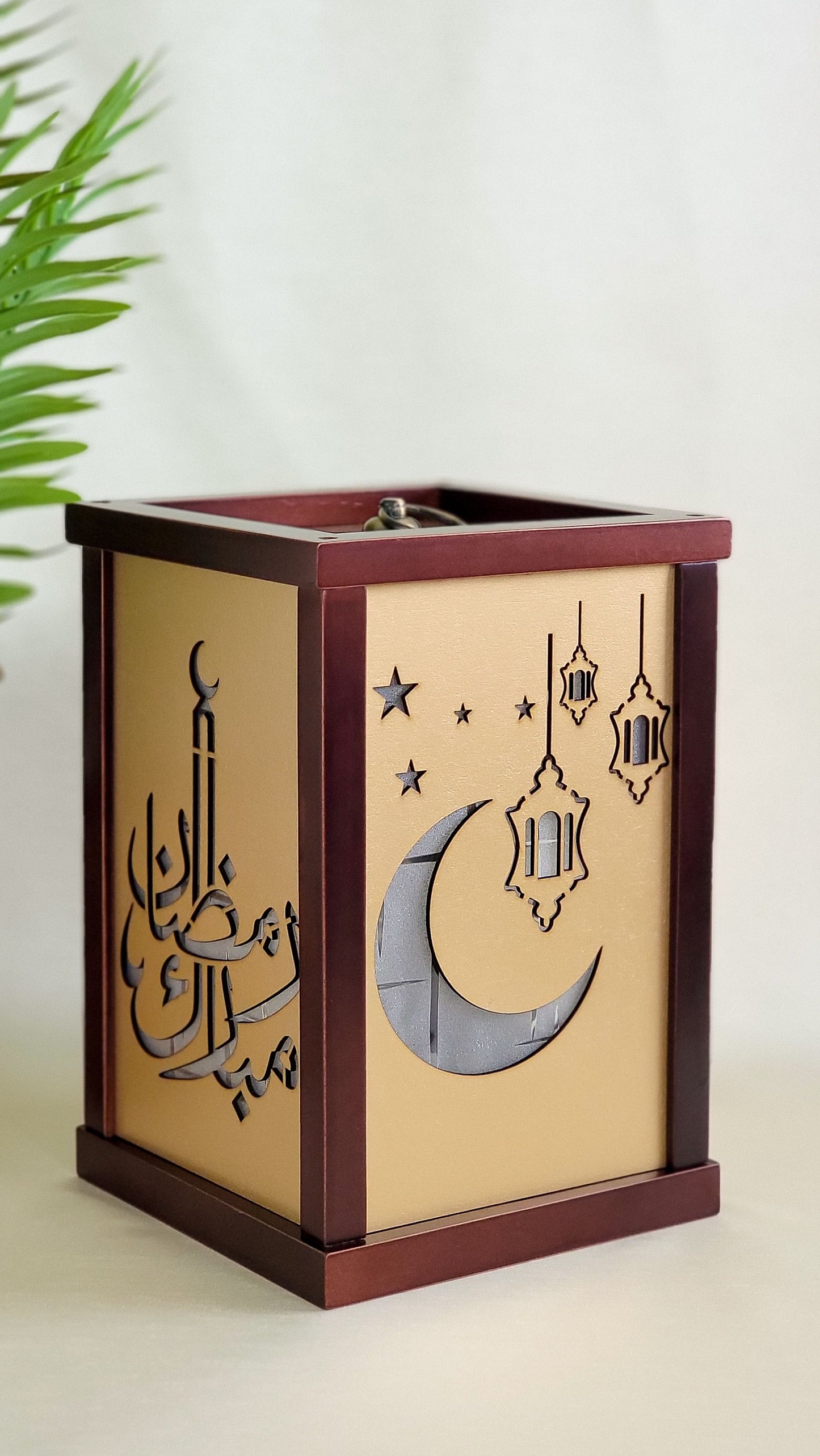 Wooden 4-sided Ramadan Lantern
