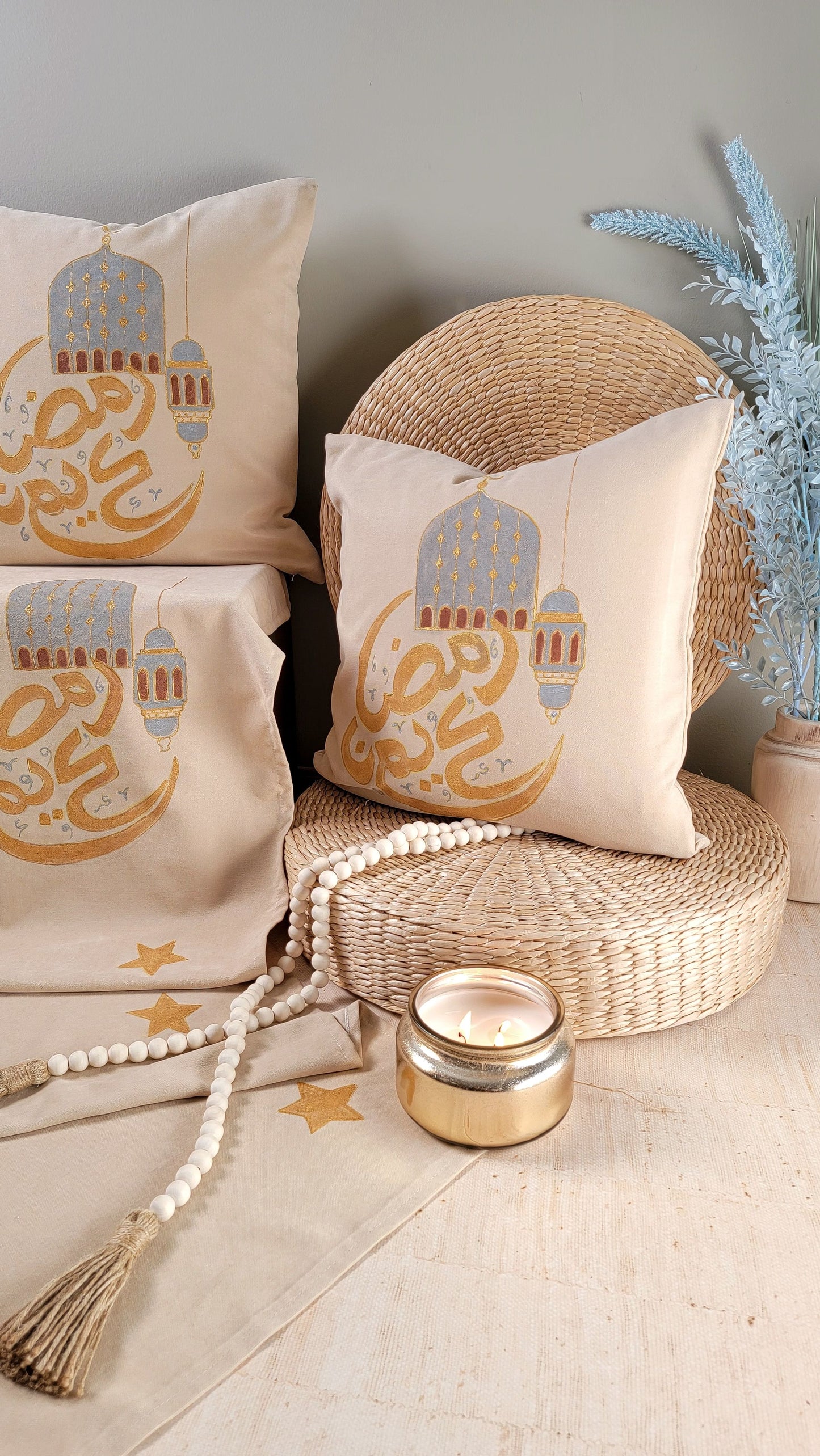 Ramadan Kareem Masjid Pillow covers & Table Runner Set